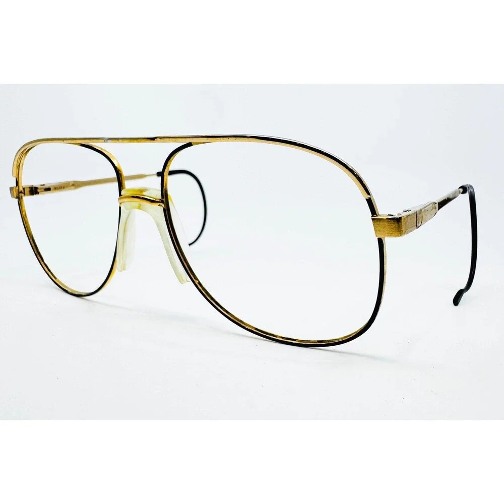 Bally Eyeglasses Men Gold Aviator Double Bridge Vintage 58-16-140
